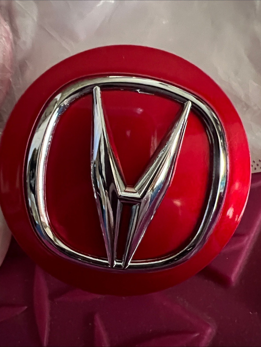 Acura models from 1999–2022+ Chrome Emblem on Plastic Red Round Badge